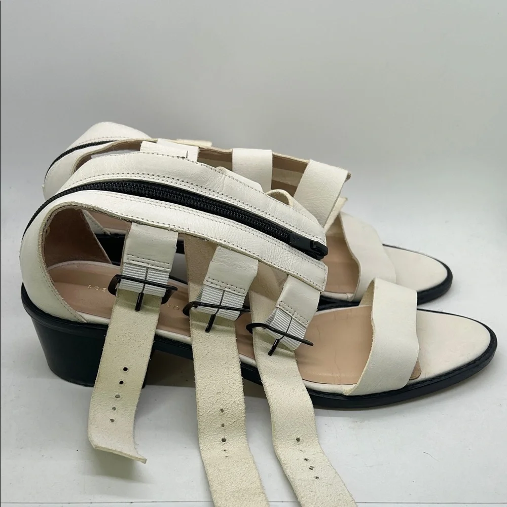 Loeffler Randall Cream Leather Zipper Open Toe Gladiator Sandals Shoes *Size 10* - Picture 2 of 10